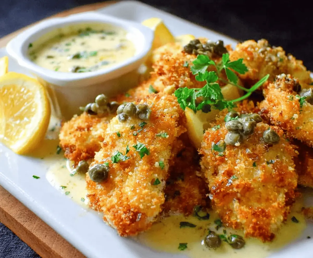 Golden Chicken Nuggies with Lemony Piccata