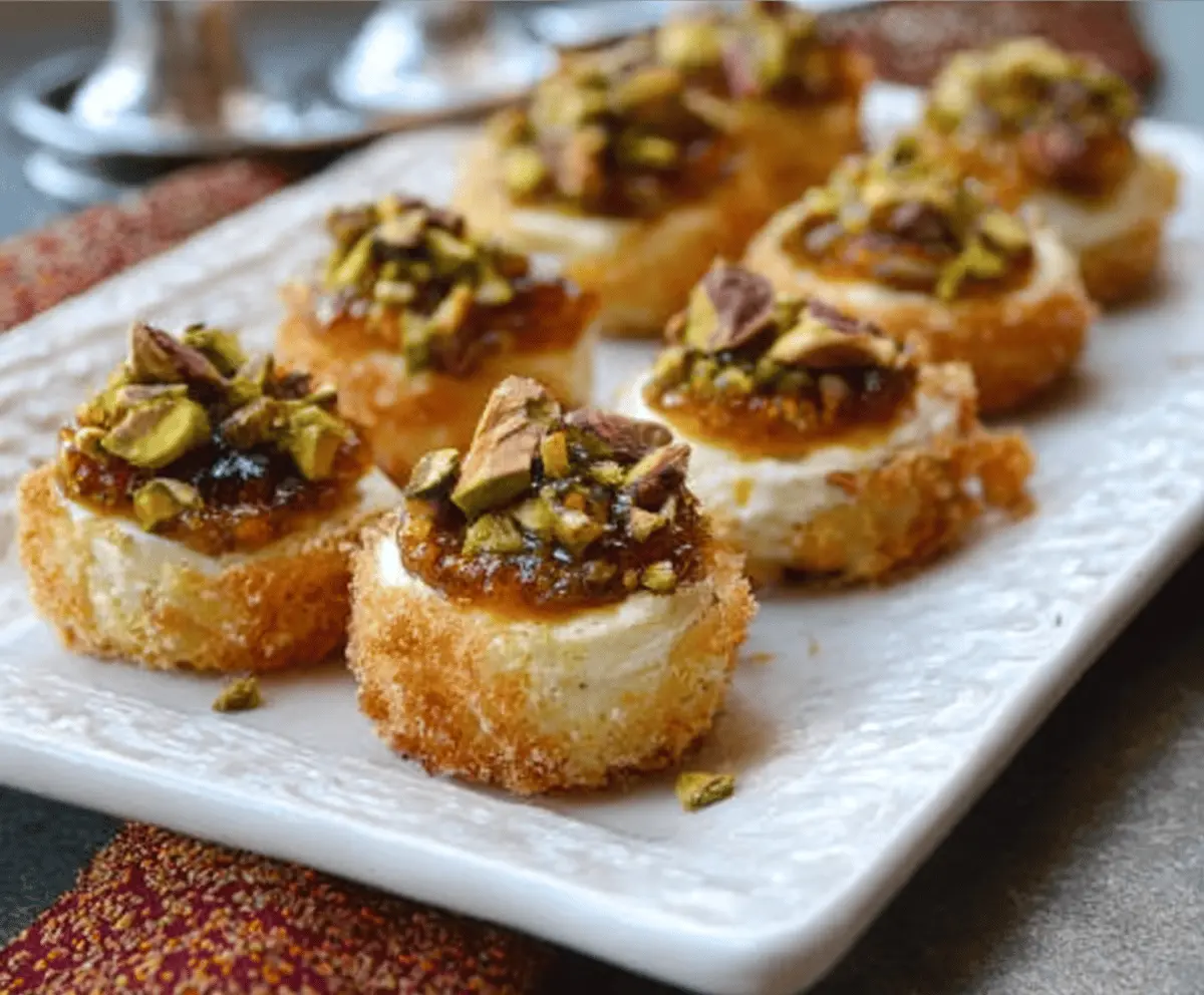 Delicious Pistachio-Crusted Brie Bites served on a white platter, perfect for appetizers or parties.