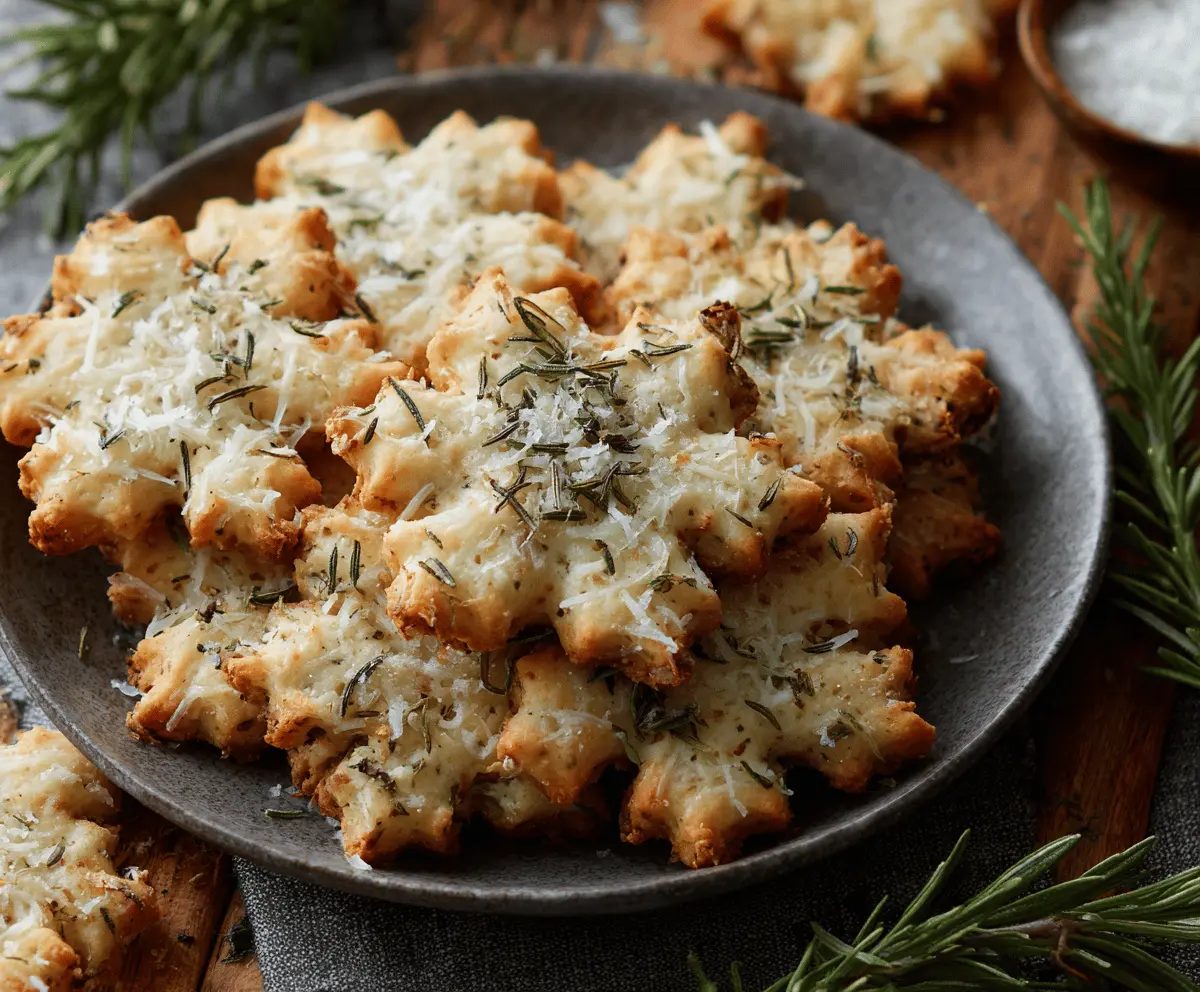 Savory Rosemary-Parmesan Snowflake Cookies