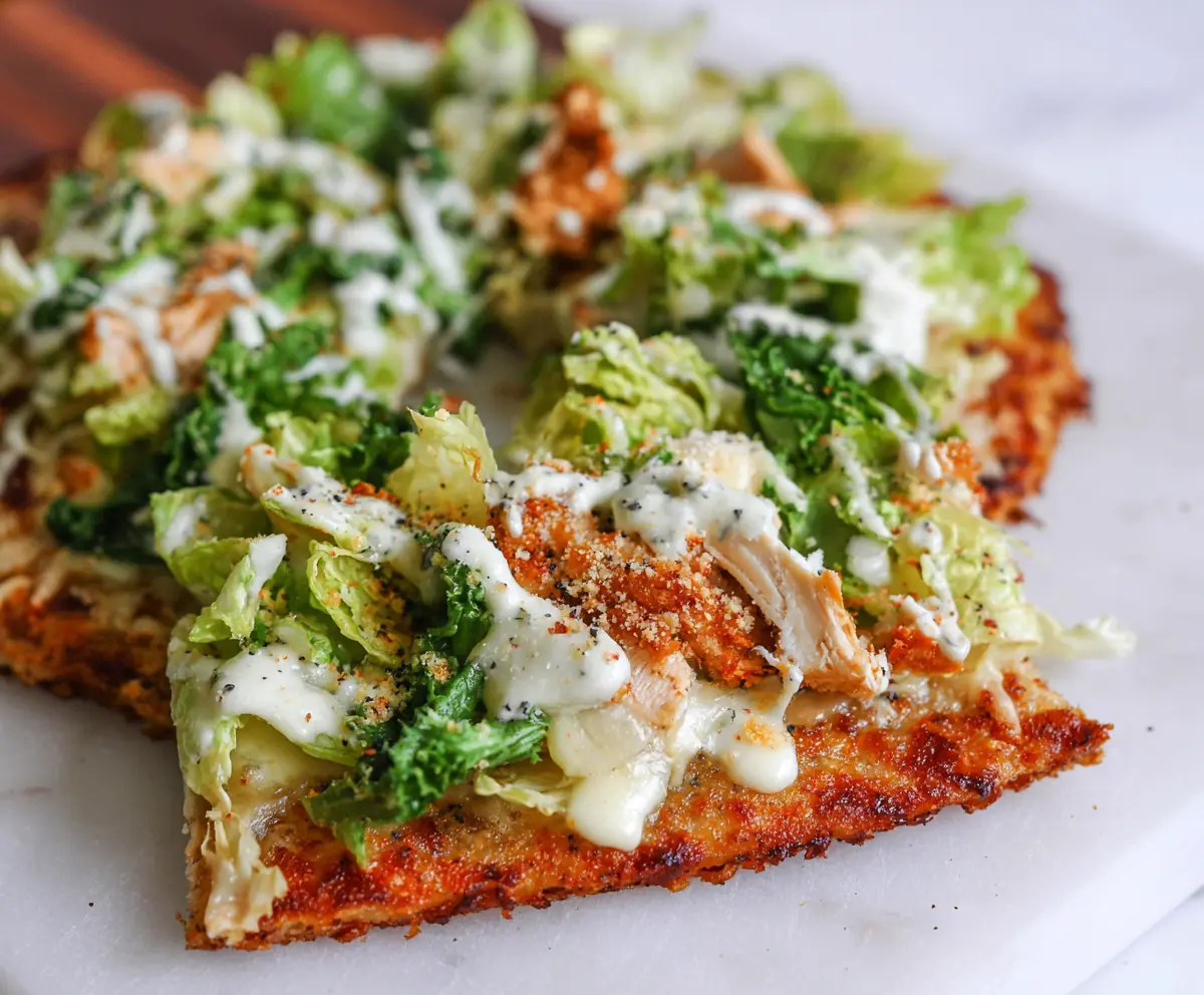 Chicken Crust Caesar Salad Pizza