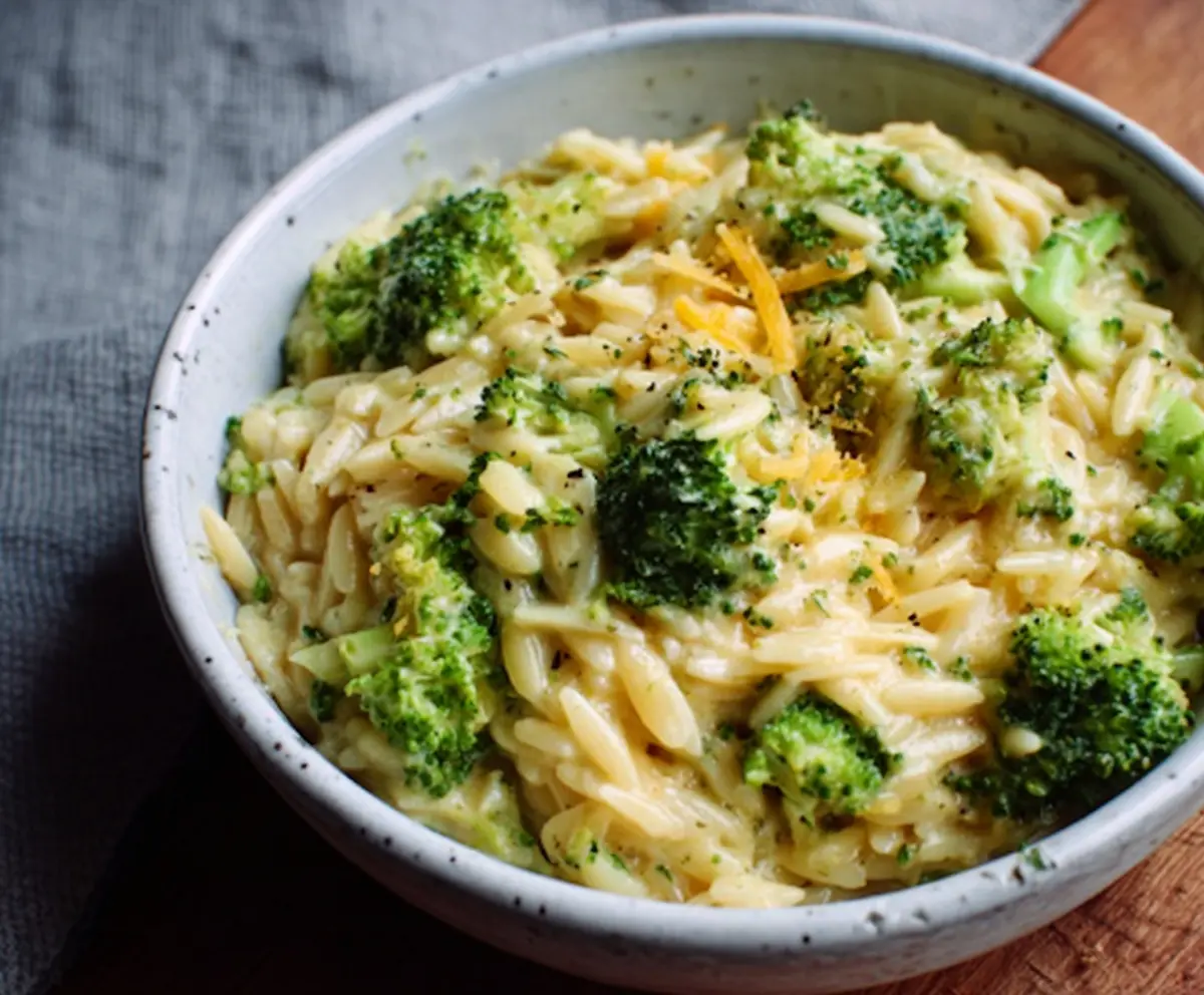 Creamy One-Pot Broccoli Cheddar Orzo