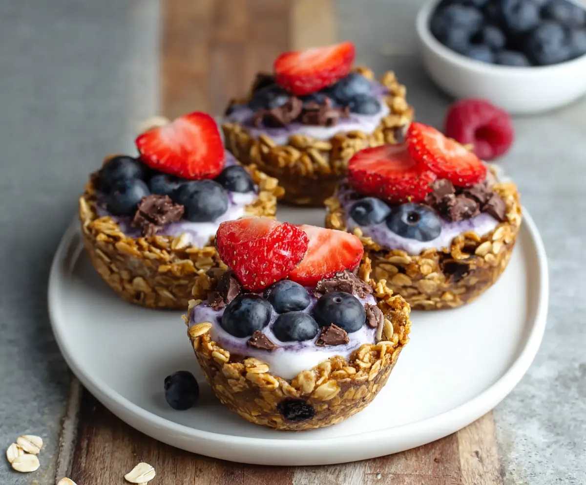 Oatmeal Cups with Acai Yogurt
