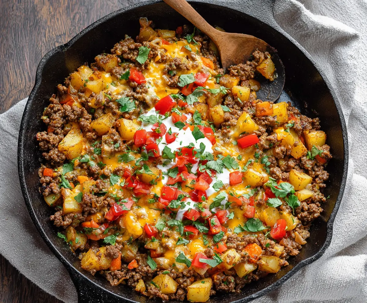 Southwest Ground Beef and Potato Skillet