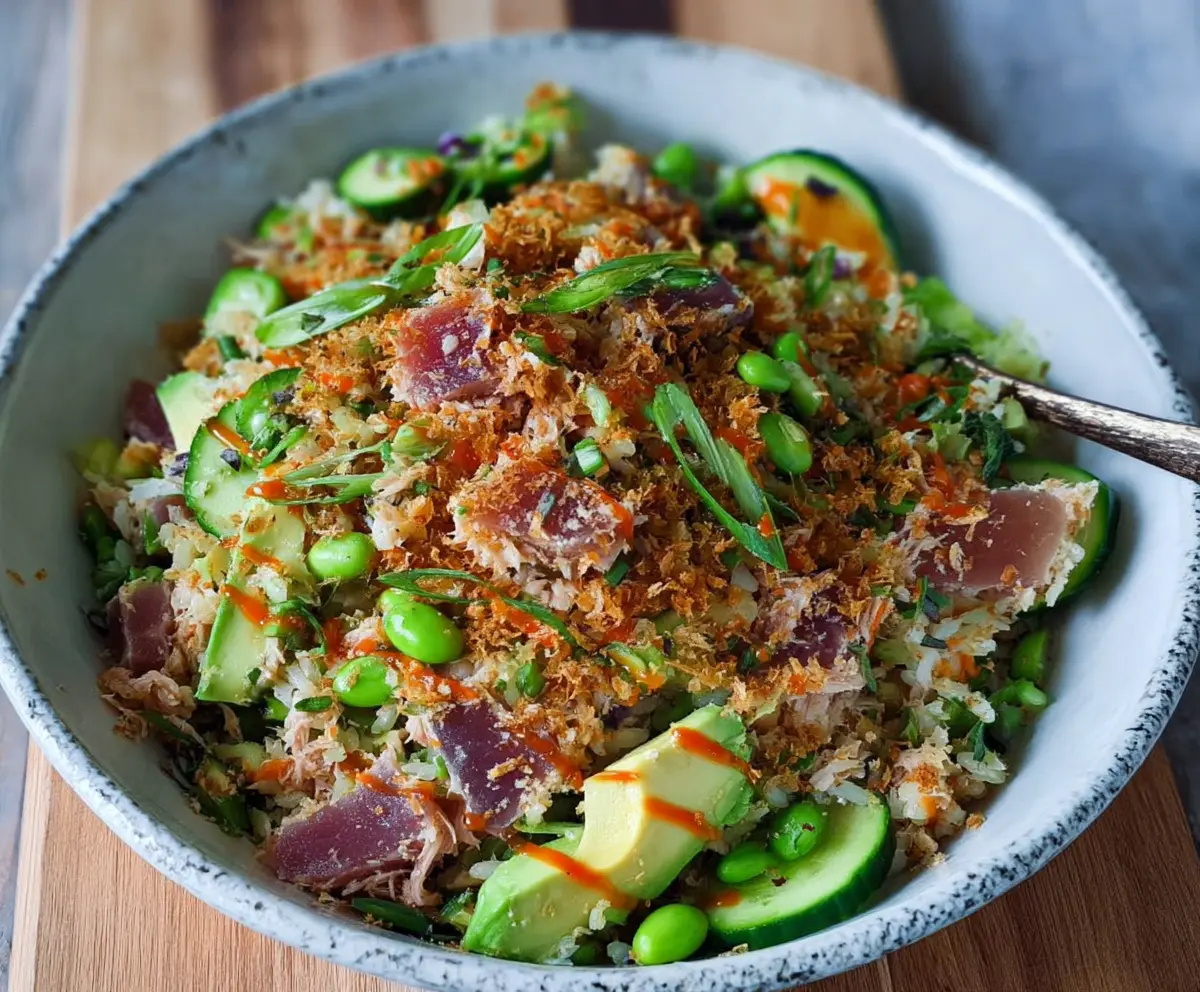 Tuna Avocado Crispy Rice Salad