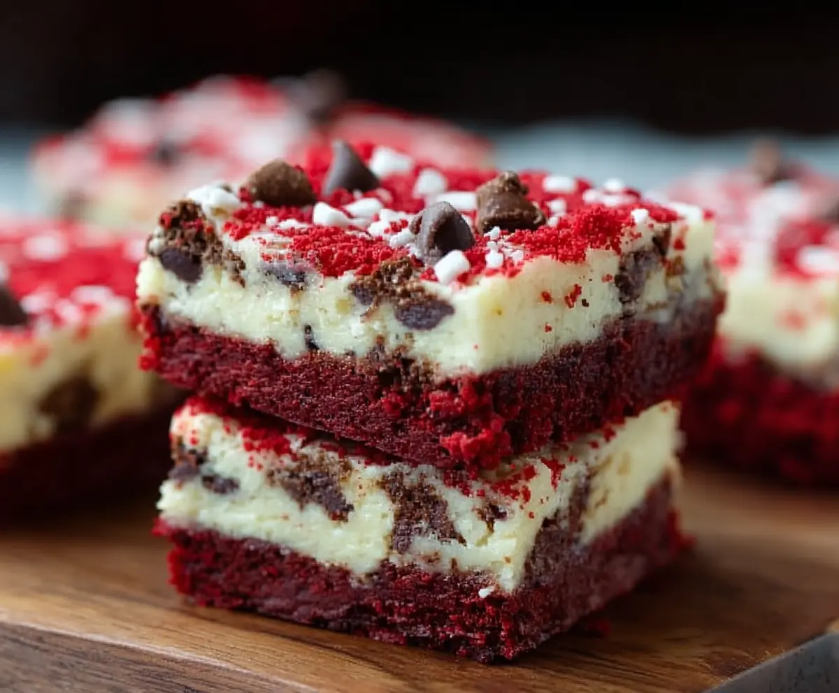 Red Velvet Chocolate Chip Cheesecake Bars
