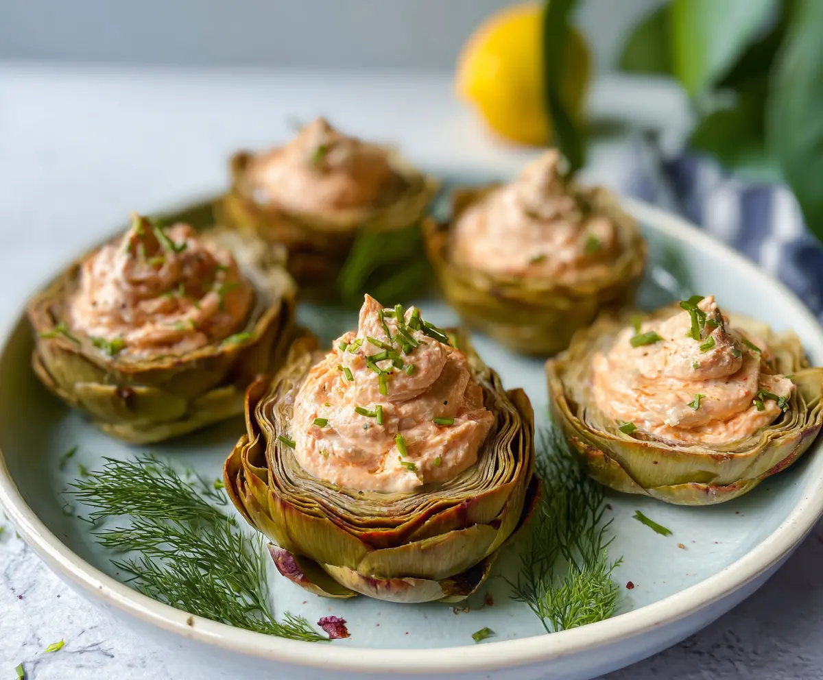 Salmon Patê Stuffed Artichokes