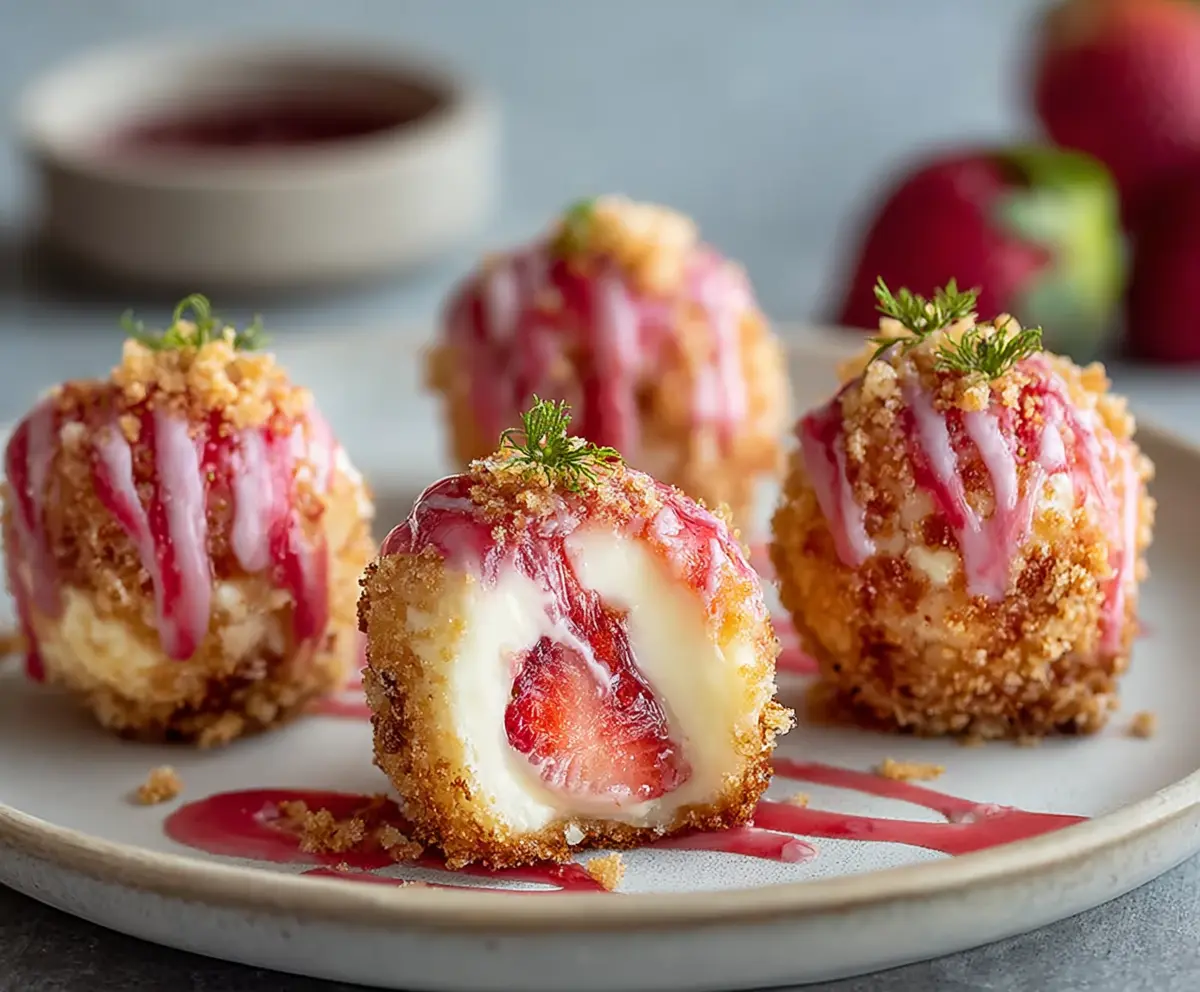 Delicious Strawberry Crunch Cheesecake Bites with a creamy texture and fresh strawberry topping.