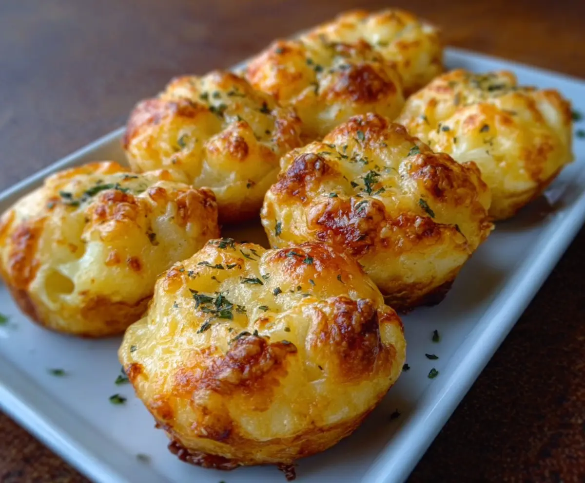 Delicious creamy potato puffs filled with melted cheese, perfect as a savory snack or appetizer.