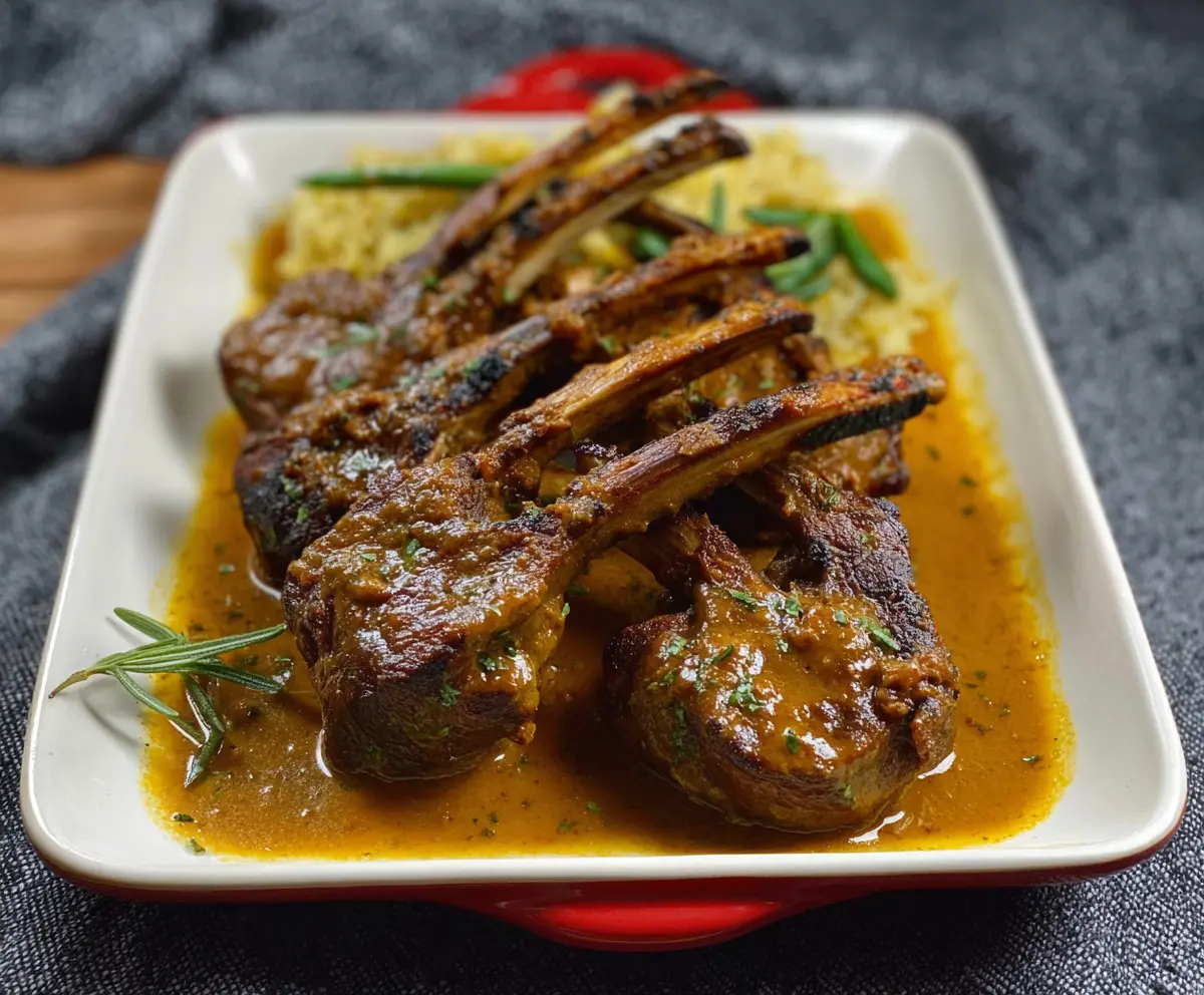 Delicious Instant Pot Curried Rack of Lamb served with vibrant vegetables and aromatic spices.