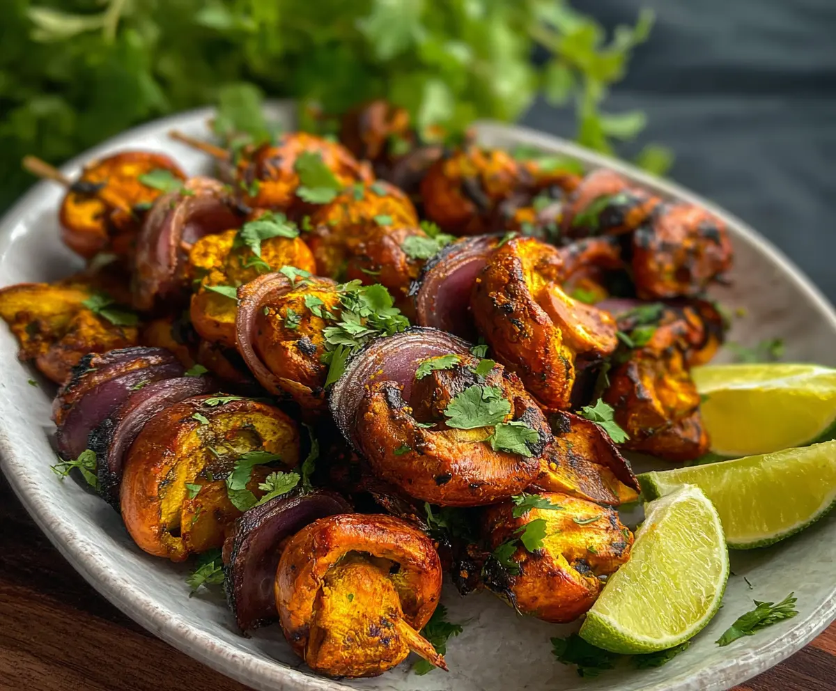 Mushroom Tikka Skewers