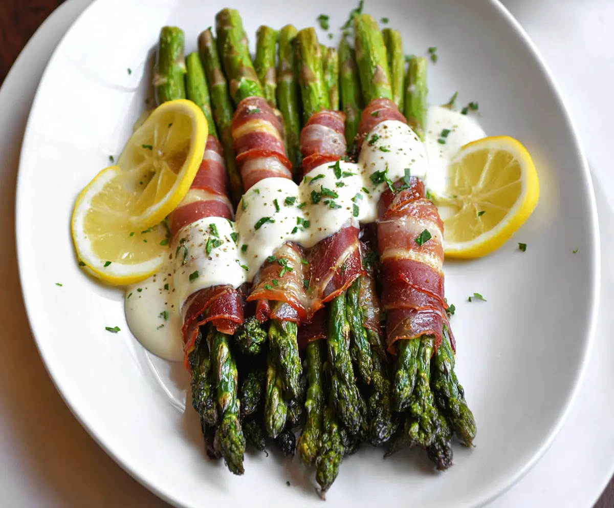 Prosciutto-Wrapped Asparagus with Lemon Cream Sauce