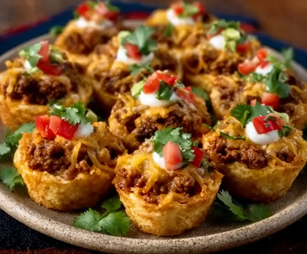 Delicious Taco Ranch Bites served on a plate with fresh toppings and salsa