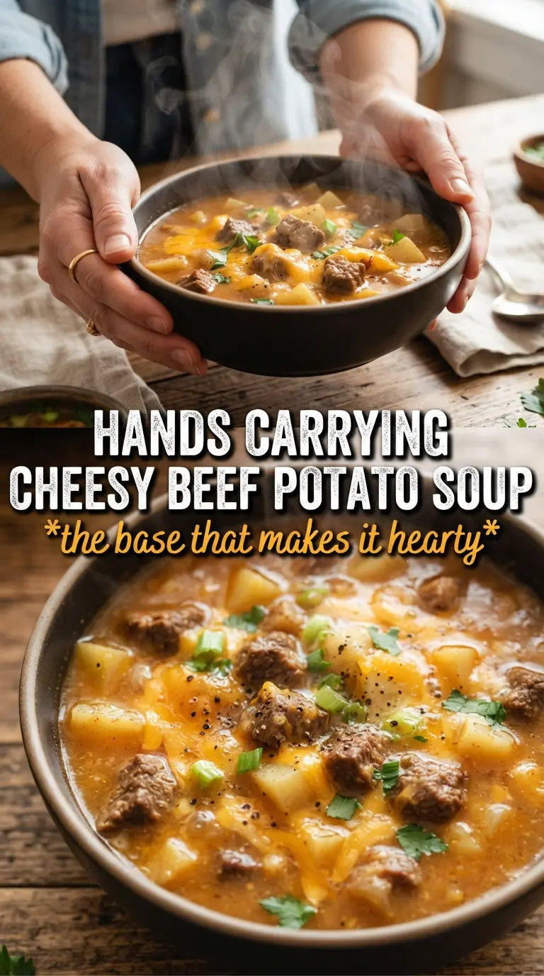 Cheesy Beef and Potato Soup hearty creamy