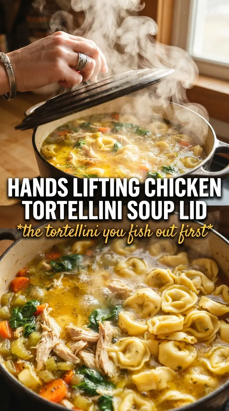 Chicken tortellini soup golden broth cheesy tortellini