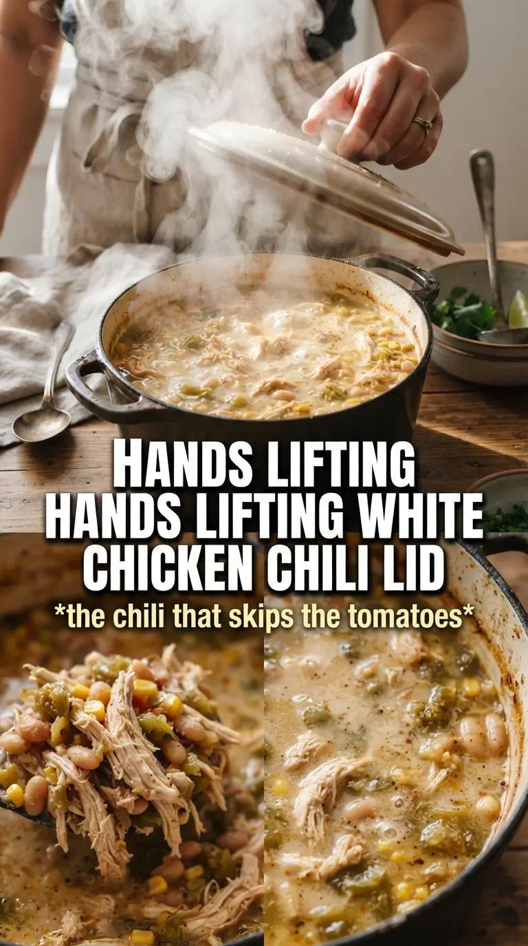 White chicken chili creamy golden broth shredded chicken