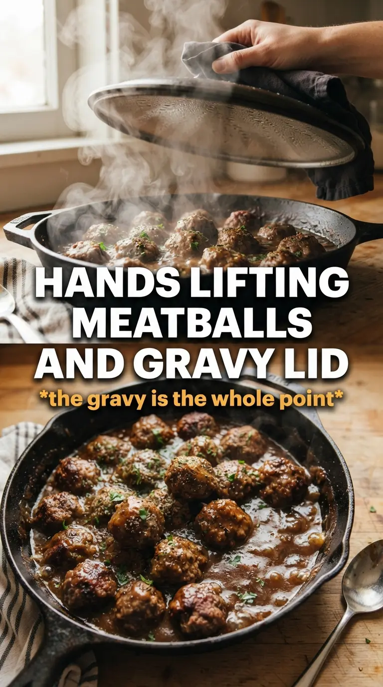 Meatballs and gravy tender savory onion gravy