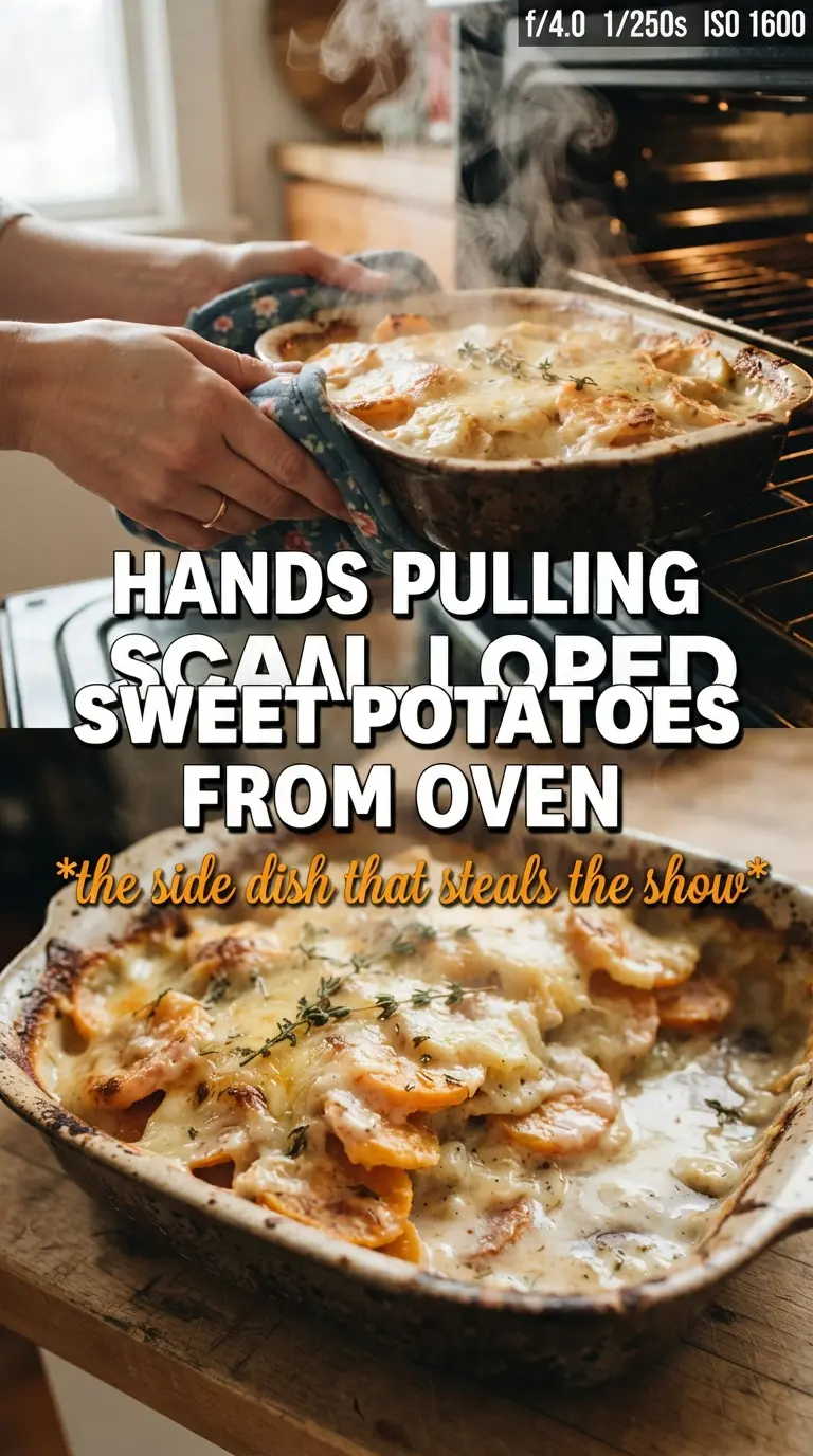 Scalloped Sweet Potatoes golden layered cheesy