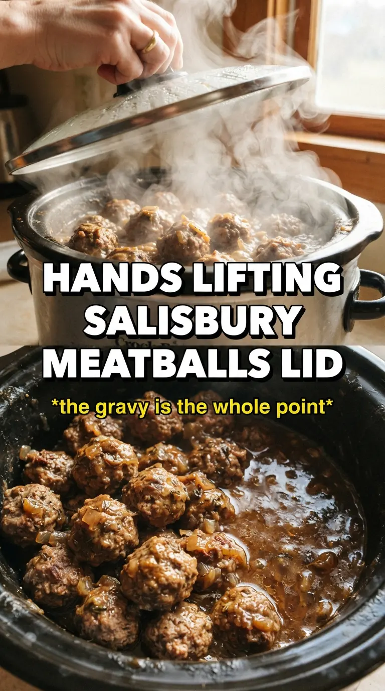 Slow Cooker Salisbury Steak Meatballs tender beef mushroom gravy